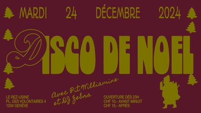 Le Rez-Usine Christmas Disco! Affiche de la Disco de Noël 2024 du Rez-Usine