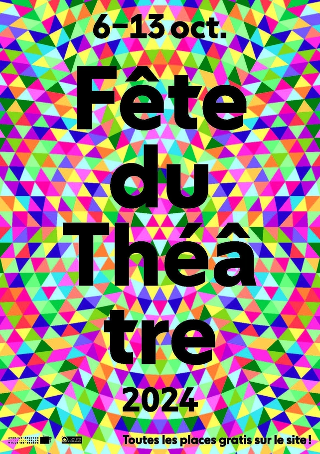 L'affiche de la Fête du Théâtre est composé de losanges colorés qui forment un kaléidoscope-