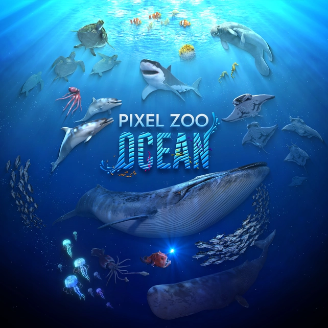 Affiche pour le spectacle immersif Pixel Zoo Ocean à Genève